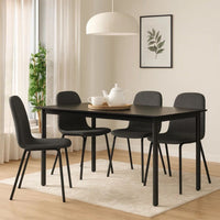 Lizza Modern Outdoor Dining Table, 63 Inch Black Powder Coated Steel - BM340532