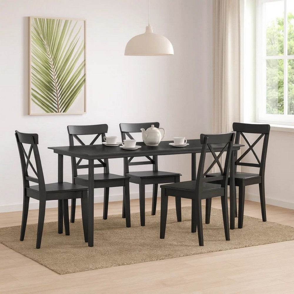 Lizza Modern Outdoor Dining Table, 63 Inch Black Powder Coated Steel - BM340532