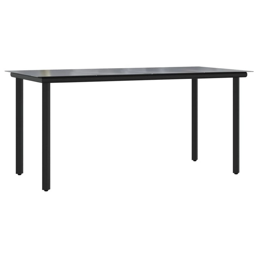 Lizza Modern Outdoor Dining Table, 63 Inch Black Powder Coated Steel - BM340532