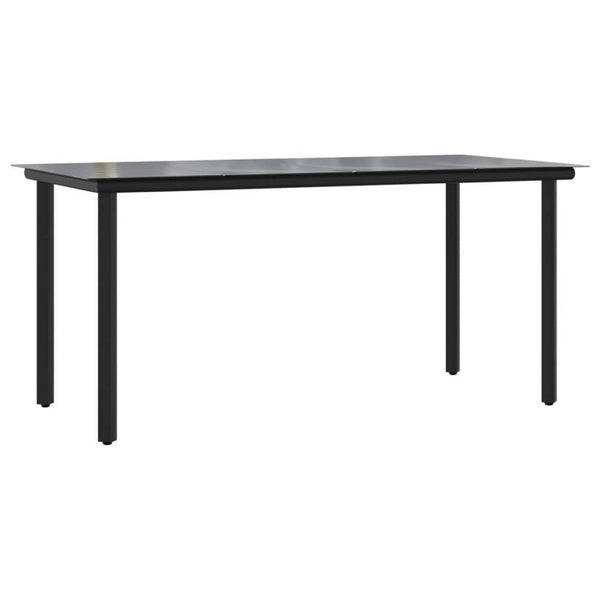 Lizza Modern Outdoor Dining Table, 63 Inch Black Powder Coated Steel - BM340532