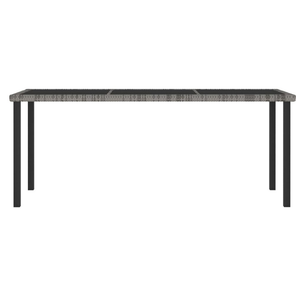 Garden Outdoor Dining Table, Powder Coated Gray Poly Rattan, Metal, 71 Inch - BM340533