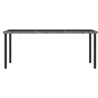Garden Outdoor Dining Table, Powder Coated Gray Poly Rattan, Metal, 71 Inch - BM340533