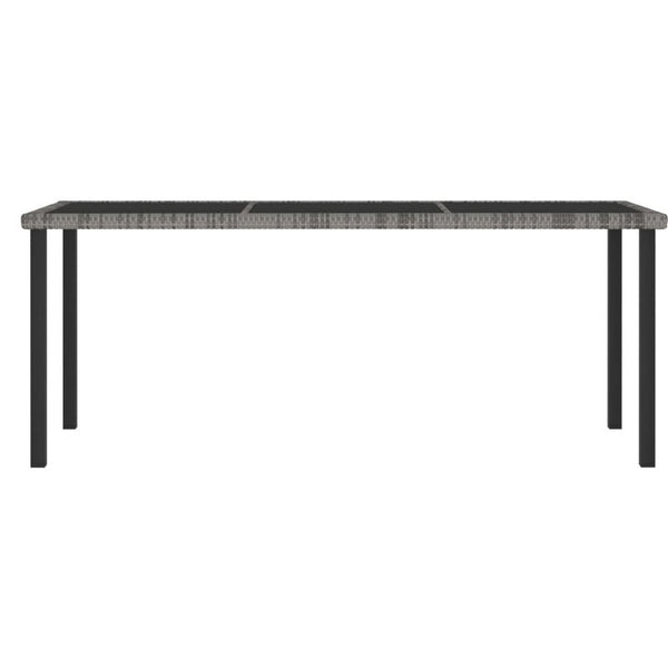 Garden Outdoor Dining Table, Powder Coated Gray Poly Rattan, Metal, 71 Inch - BM340533