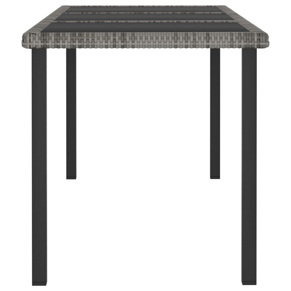 Garden Outdoor Dining Table, Powder Coated Gray Poly Rattan, Metal, 71 Inch - BM340533