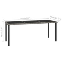 Garden Outdoor Dining Table, Powder Coated Gray Poly Rattan, Metal, 71 Inch - BM340533