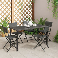 Garden Outdoor Dining Table, Powder Coated Gray Poly Rattan, Metal, 71 Inch - BM340533
