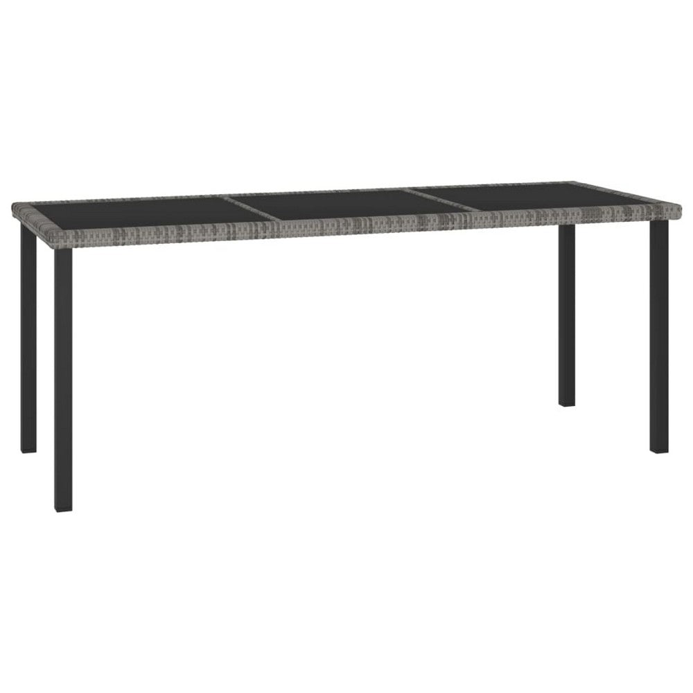 Garden Outdoor Dining Table, Powder Coated Gray Poly Rattan, Metal, 71 Inch - BM340533