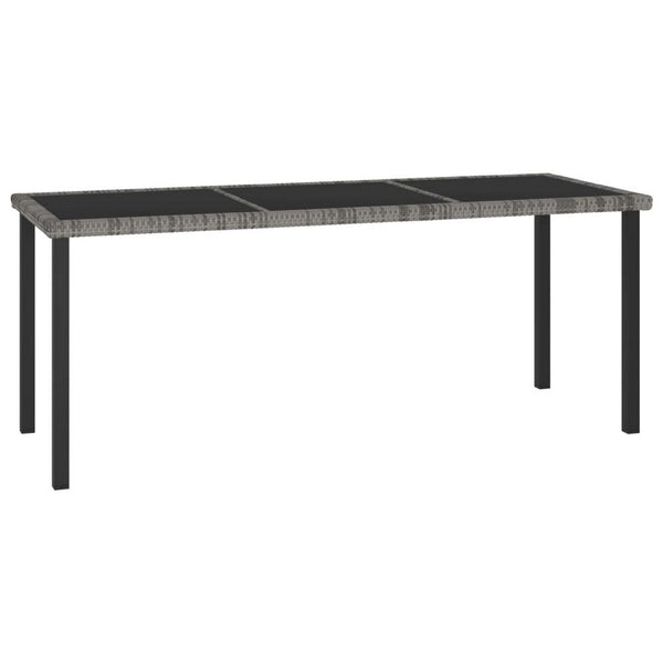 Garden Outdoor Dining Table, Powder Coated Gray Poly Rattan, Metal, 71 Inch - BM340533