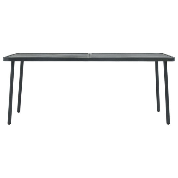 Outdoor Dining Table, Slate Gray Steel, Sleek Legs, Rectangular 71 Inch - BM340534