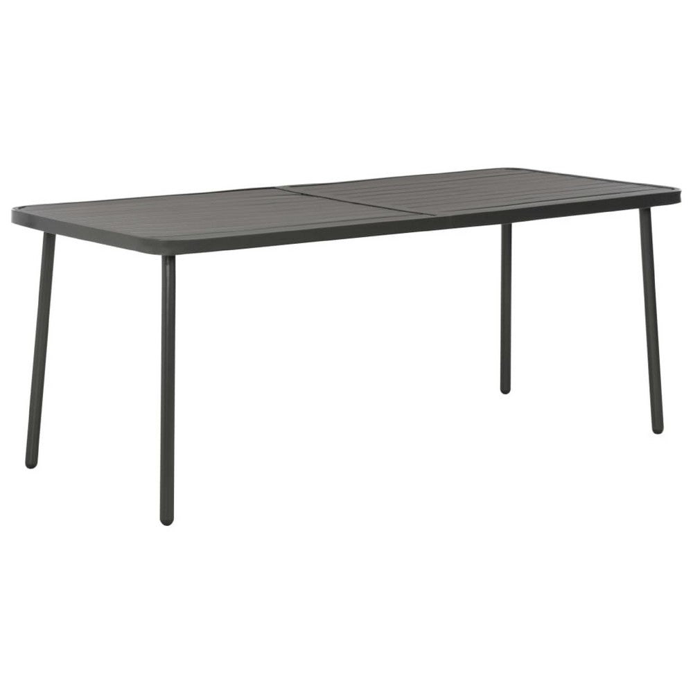 Outdoor Dining Table, Slate Gray Steel, Sleek Legs, Rectangular 71 Inch - BM340534