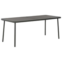 Outdoor Dining Table, Slate Gray Steel, Sleek Legs, Rectangular 71 Inch - BM340534