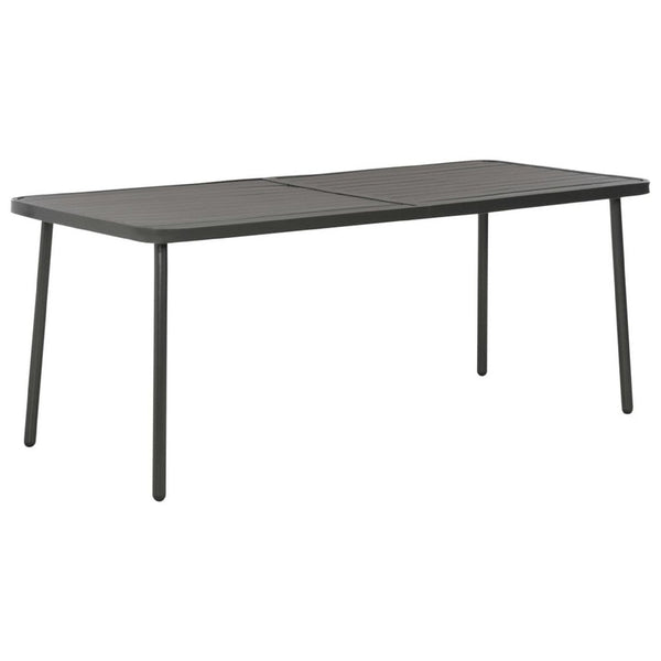 Outdoor Dining Table, Slate Gray Steel, Sleek Legs, Rectangular 71 Inch - BM340534