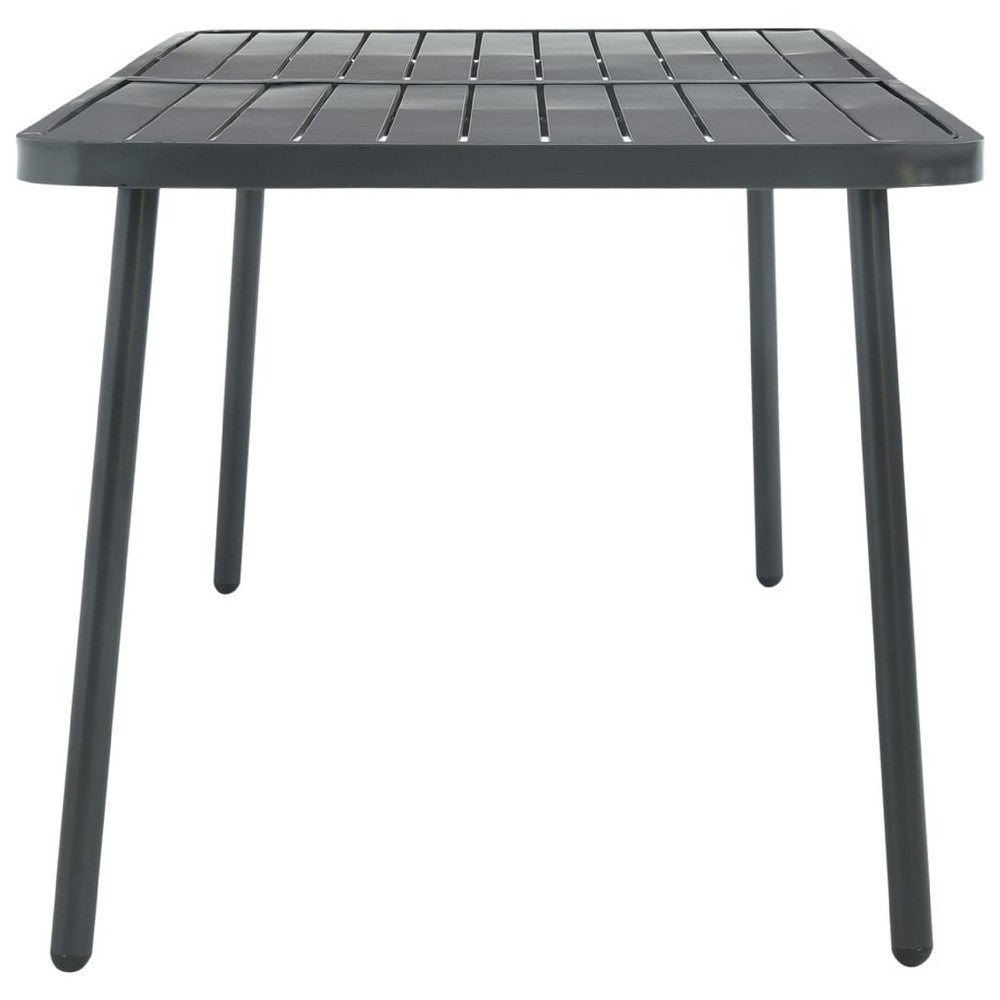 Outdoor Dining Table, Slate Gray Steel, Sleek Legs, Rectangular 71 Inch - BM340534