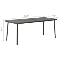 Outdoor Dining Table, Slate Gray Steel, Sleek Legs, Rectangular 71 Inch - BM340534