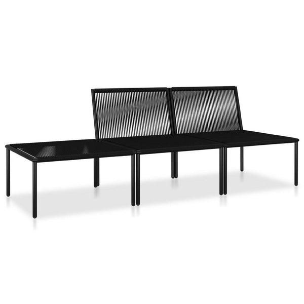 Black Outdoor Lounge Set with 2 Middle Sofas and 1 Footrest - BM340535