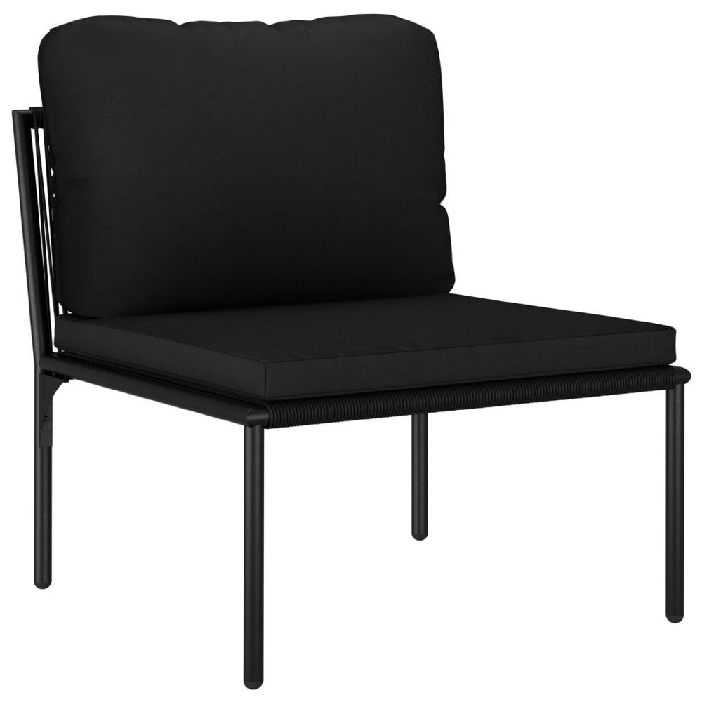 Black Outdoor Lounge Set with 2 Middle Sofas and 1 Footrest - BM340535