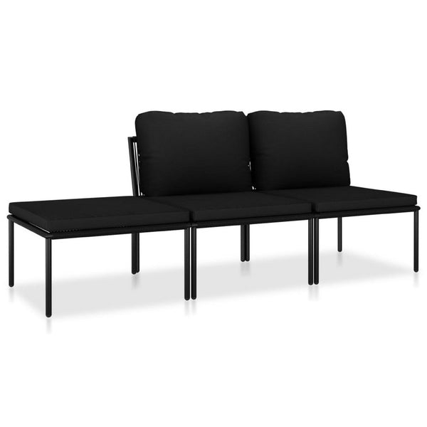 Black Outdoor Lounge Set with 2 Middle Sofas and 1 Footrest - BM340535