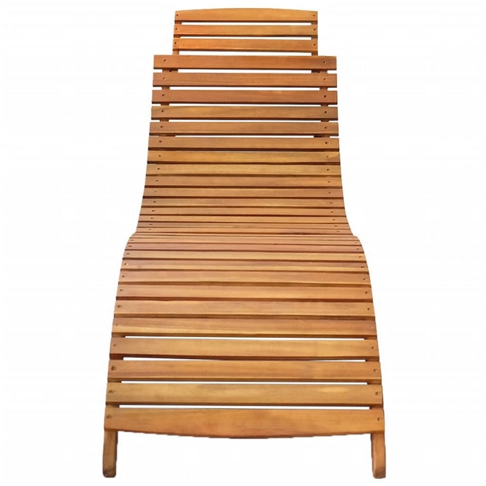 Sunlounger Chaise, Brown Solid Acacia Wood, Foldable Design, 72 Inch - BM340536