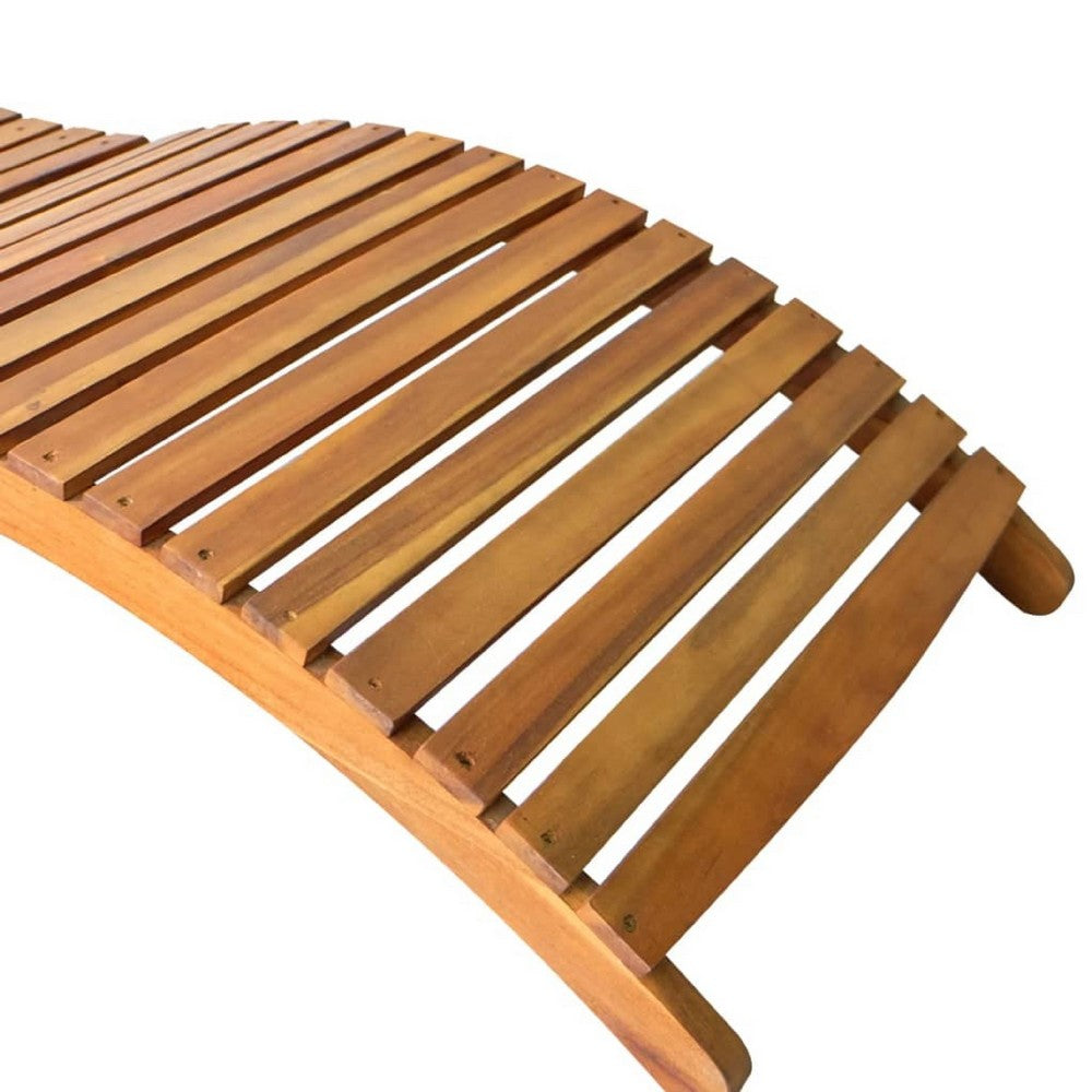 Sunlounger Chaise, Brown Solid Acacia Wood, Foldable Design, 72 Inch - BM340536