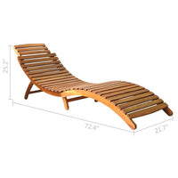 Sunlounger Chaise, Brown Solid Acacia Wood, Foldable Design, 72 Inch - BM340536