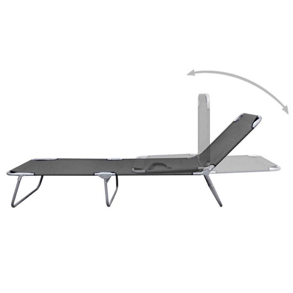 Joanna Sun Lounger Chaise, Gray Fabric, Powder-Coated Steel, 74 Inch - BM340538