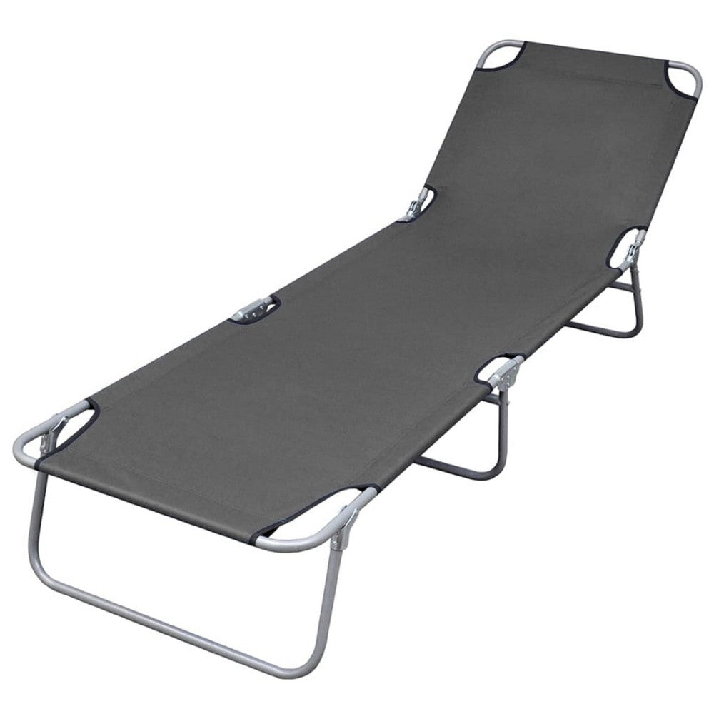 Joanna Sun Lounger Chaise, Gray Fabric, Powder-Coated Steel, 74 Inch - BM340538