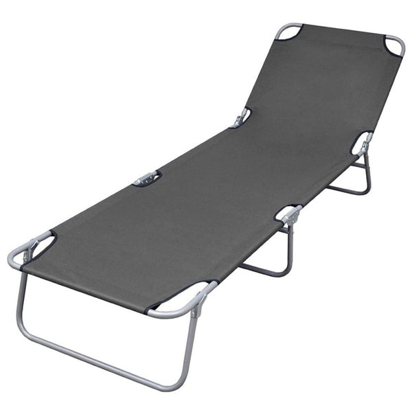 Joanna Sun Lounger Chaise, Gray Fabric, Powder-Coated Steel, 74 Inch - BM340538