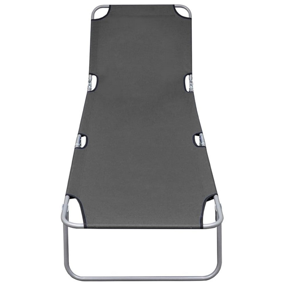 Joanna Sun Lounger Chaise, Gray Fabric, Powder-Coated Steel, 74 Inch - BM340538