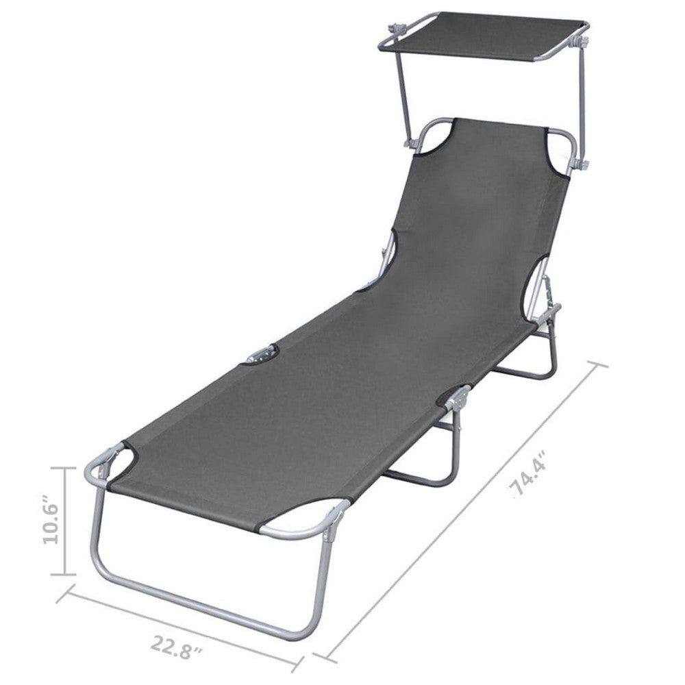Joanna Sun Lounger Chaise, Gray Fabric, Powder-Coated Steel, 74 Inch - BM340538