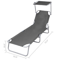 Joanna Sun Lounger Chaise, Gray Fabric, Powder-Coated Steel, 74 Inch - BM340538