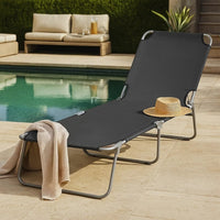 Joanna Sun Lounger Chaise, Gray Fabric, Powder-Coated Steel, 74 Inch - BM340538