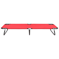 Outdoor Chaise Lounger, Red Polyester, Black Powder-Coated Steel, 75 Inch - BM340539
