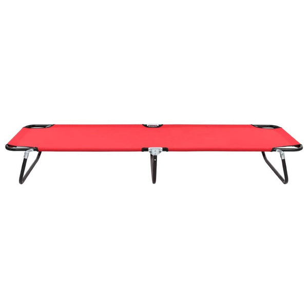Outdoor Chaise Lounger, Red Polyester, Black Powder-Coated Steel, 75 Inch - BM340539