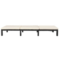 Outdoor Chaise Lounger, Black Poly Rattan, White Cushioned 77 Inch - BM340540