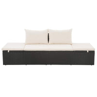 Shane Outdoor Daybed, Black Poly Rattan, White Cushions, 77 Inch - BM340541