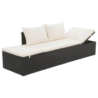 Shane Outdoor Daybed, Black Poly Rattan, White Cushions, 77 Inch - BM340541