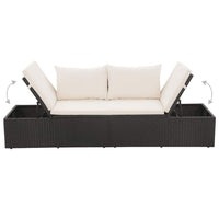 Shane Outdoor Daybed, Black Poly Rattan, White Cushions, 77 Inch - BM340541