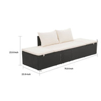 Shane Outdoor Daybed, Black Poly Rattan, White Cushions, 77 Inch - BM340541