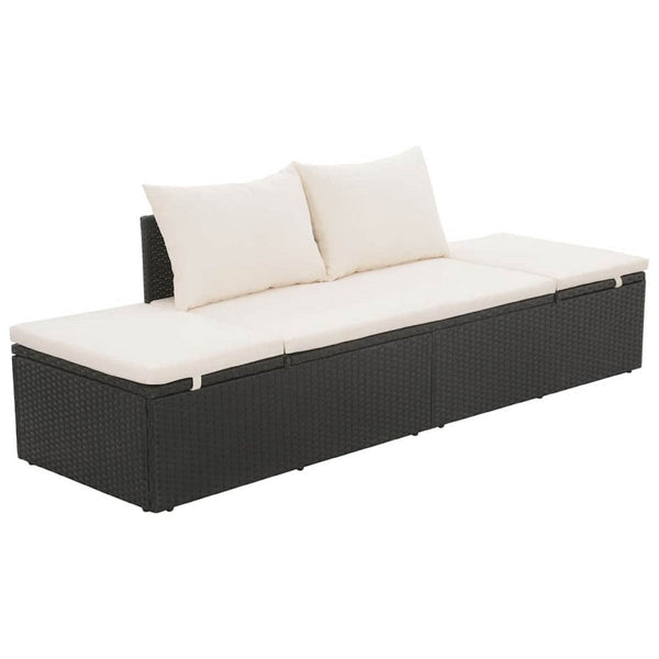 Shane Outdoor Daybed, Black Poly Rattan, White Cushions, 77 Inch - BM340541