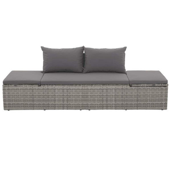 Shane Outdoor Daybed, Gray Poly Rattan, Fabric Cushions, 77 Inch - BM340542