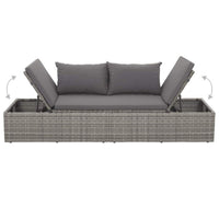 Shane Outdoor Daybed, Gray Poly Rattan, Fabric Cushions, 77 Inch - BM340542