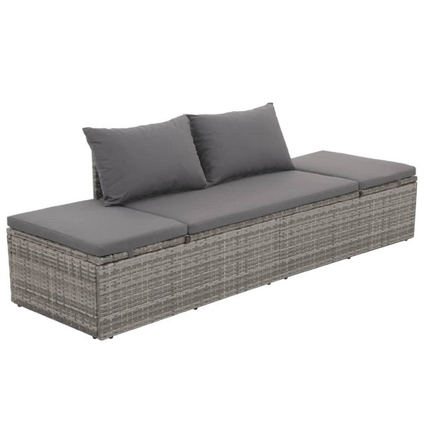Shane Outdoor Daybed, Gray Poly Rattan, Fabric Cushions, 77 Inch - BM340542