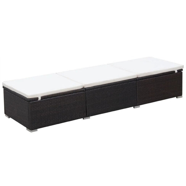Remie Outdoor Chaise Lounger, Dark Brown Poly Rattan, White, 77 Inch - BM340543