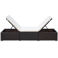Remie Outdoor Chaise Lounger, Dark Brown Poly Rattan, White, 77 Inch - BM340543