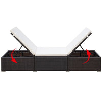 Remie Outdoor Chaise Lounger, Dark Brown Poly Rattan, White, 77 Inch - BM340543