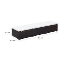 Remie Outdoor Chaise Lounger, Dark Brown Poly Rattan, White, 77 Inch - BM340543