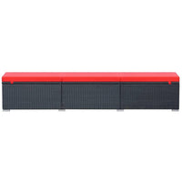 Remie Outdoor Chaise Lounger, Black Poly Rattan, Red Cushions, 77 Inch - BM340544