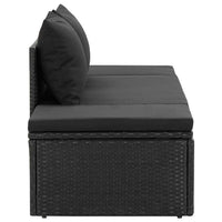Patio Sun Lounger, Black Poly Rattan, Soft Fabric Cushions, 77 Inch - BM340545