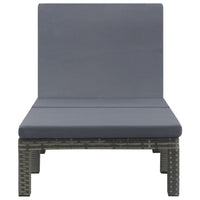 Patio Sun Lounger, Anthracite Gray Poly Rattan, Polyester Cushion 77 Inch - BM340546