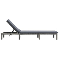 Patio Sun Lounger, Anthracite Gray Poly Rattan, Polyester Cushion 77 Inch - BM340546